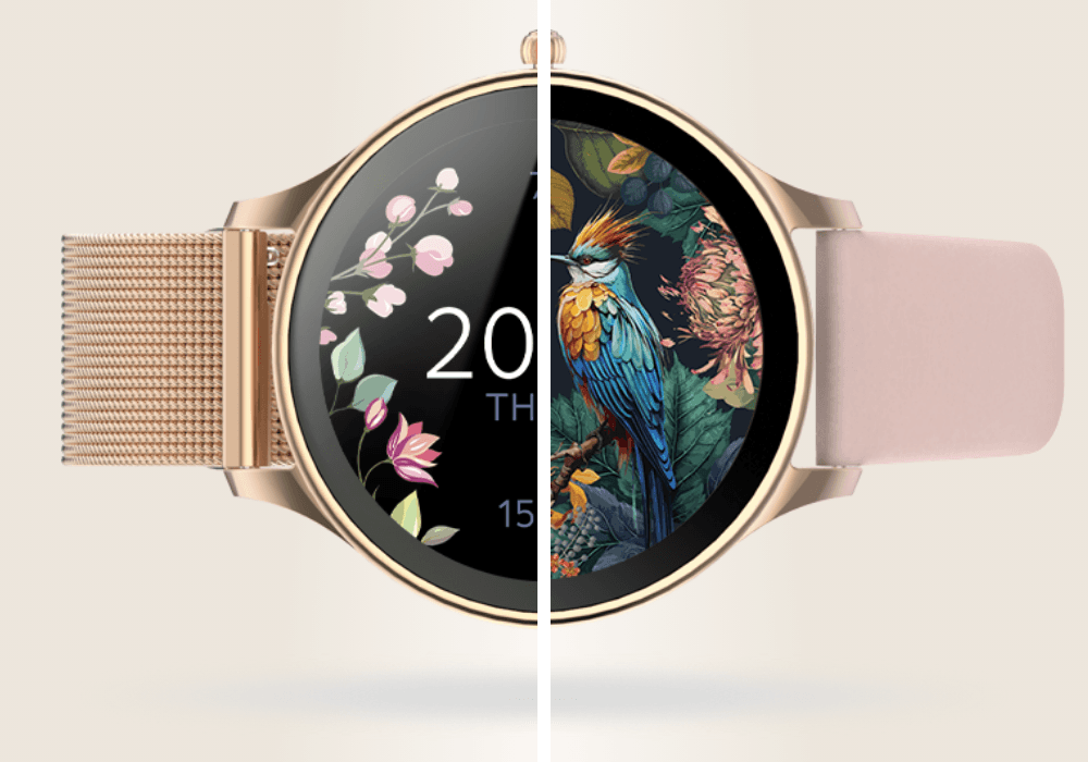 Smartwatch FOREVER Velora SB-306 porównanie dwóch pasków   