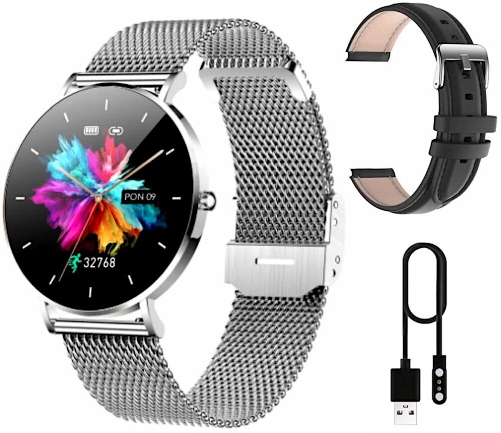 Smartwatch MANTA Alexa   ekran bateria czujniki zdrowie sport pasek ładowanie pojemność rozdzielczość łączność sterowanie krew puls rozmowy smartfon aplikacja 