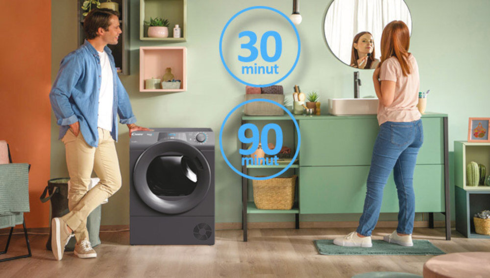 Suszarka CANDY RapidO Pro RP4 H7A2TRER-S zestaw szybkich programow