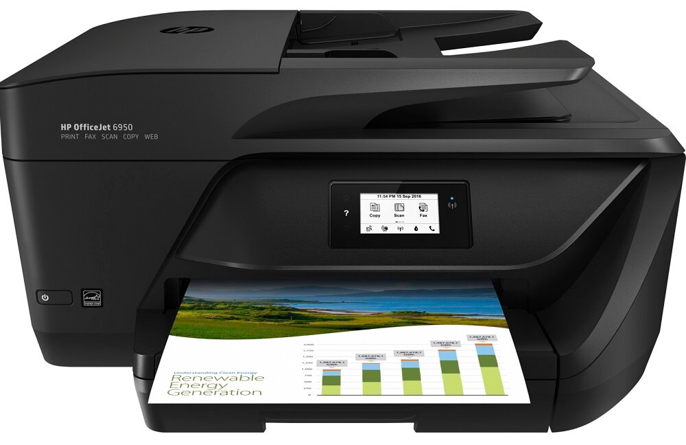 Urządzenie HP OfficeJet 6950 (P4C78A) - wygląd ogólny energooszczędność pojemny podajnik papieru