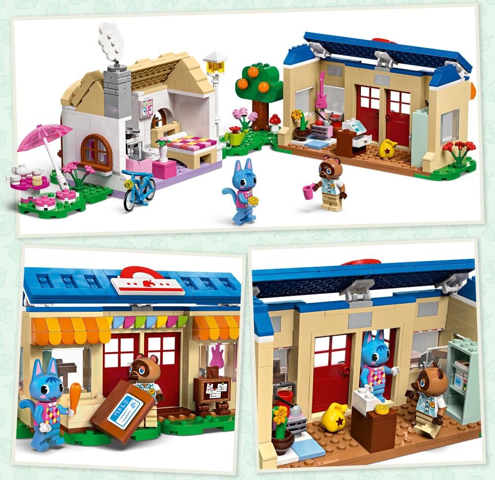 LEGO 77050 Animal Crossing Nook-s Cranny i domek Rosie  klocki elementy zabawa łączenie figurki akcesoria figurka zestaw budowanie instrukcja rozwój przebudowa