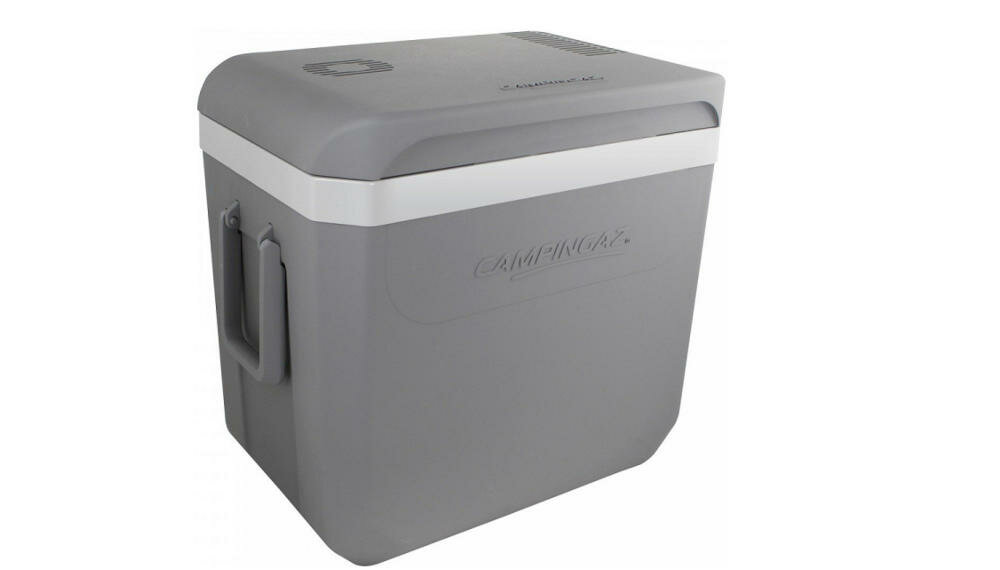 CAMPINGAZ-Powerbox-Plus-36 lodówka turystyczna chłodzenie lekkość butelki plaża piknik izolacja utrzymuje temperaturę świeżość uchwyt zasilanie elektryczne