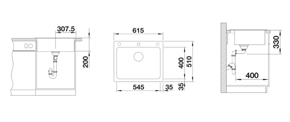 ZLEWOZMYWAK BLANCO Naya 6 519641 wymiary Głębokość szerokość komora szerokość podbudowy Odpływ zawór