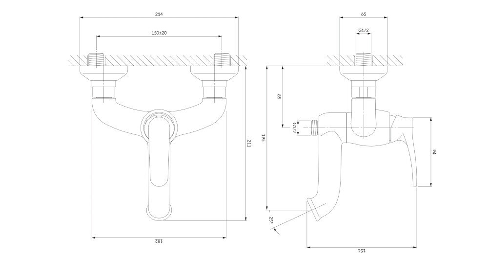 BATERIA WANNOWA OMNIRES ART DECO AD5131 BRĄZ ANTYCZNY wymiary Wysokość korpusu Wysokość wylewki Zasięg wylewki Otwór montażowy