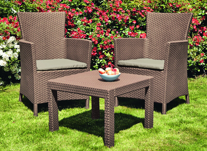 Zestaw mebli ALLIBERT Rosario Balcony Set Cappuccino stół blat stołu odporny na uderzenia i zmienne warunki pogodowe 59 x 59 43 cm