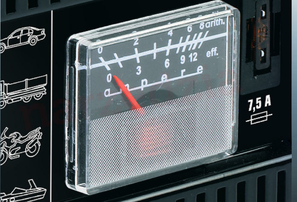 EINHELL CC-BC 5  prostownik stalowa blacha ochronna izolacja ładowanie akumulator miernik natężenie ładowanie kabel bieguny uchwyt wyświetlacz