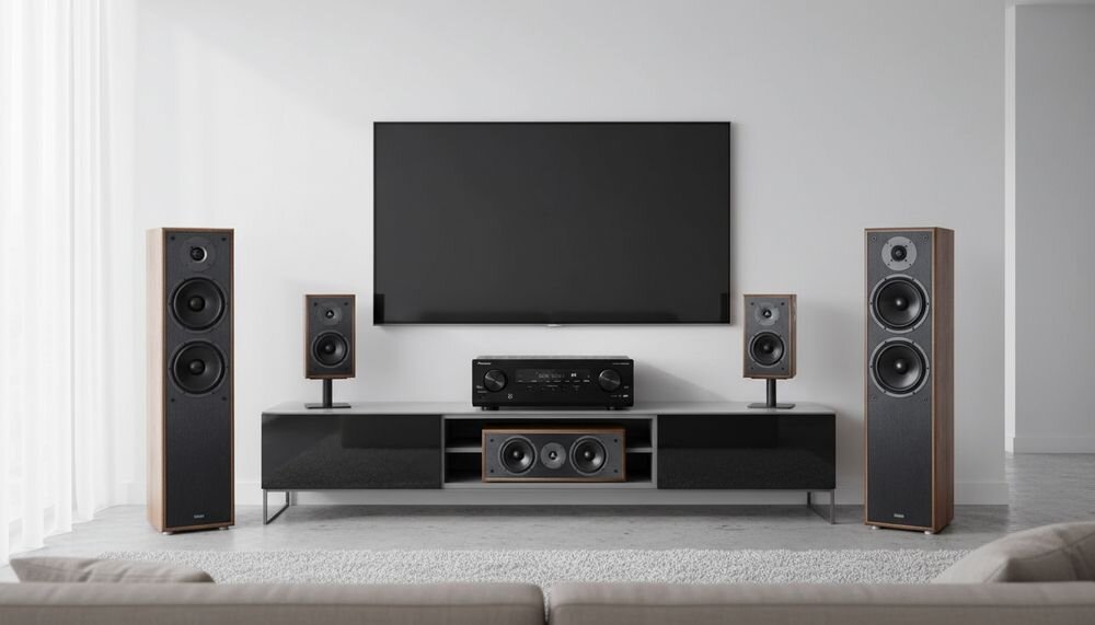 Zestaw Kina Domowego PIONEER VSX-835DAB + MAGNAT MONITOR S80ATM/S10B/S12C kino domowe 7.2 amplituner i kolumny, zestaw kina domowego w pomieszczeniu