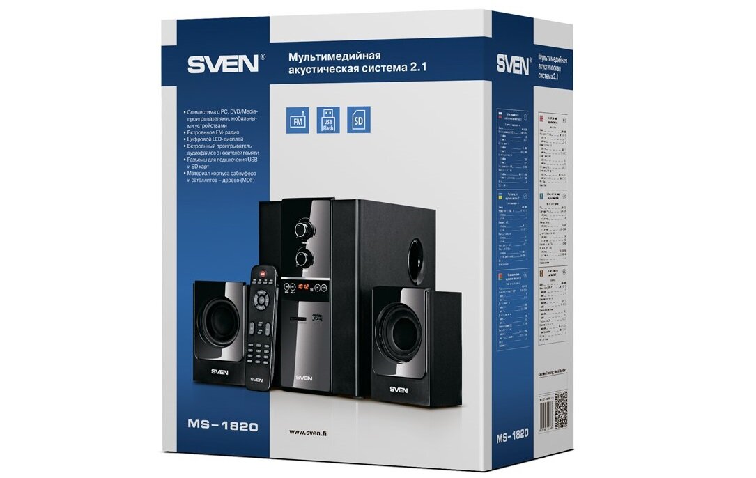 Głośniki SVEN 2.1 MS-1820 wbudowane radio FM
