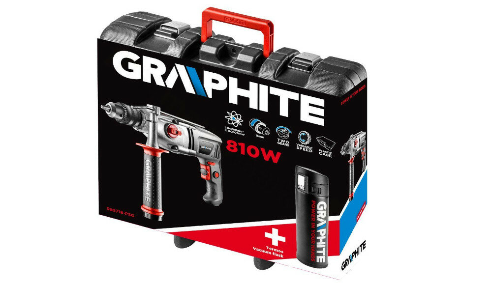 WIERTARKA UDAROWA GRAPHITE 810W 58G718-PSG+TERMOS
