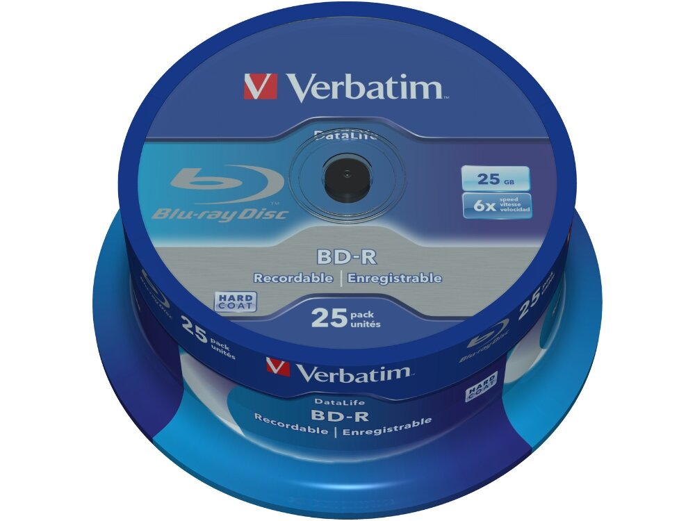 Płyta VERBATIM Datalife BD-R, 25 GB, 6x (25 szt.)
                płyty w opakowaniu prędkość zapisu do 6x powłoka hard coat odporność na czynniki zewnętrzne