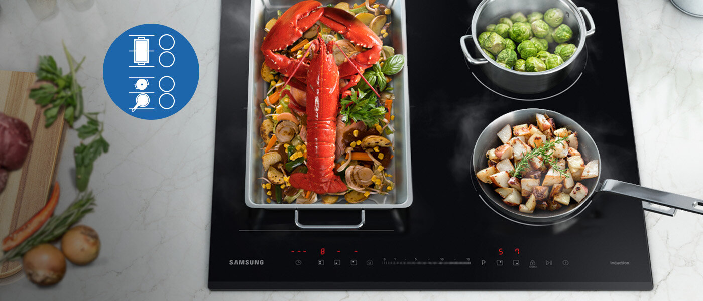 Płyta indukcyjna Samsung - Media Expert - fotografia - Flex Zone Płyta indukcyjna Samsung NZ64R3747BK - Media Expert - fotografia - Flex Zone