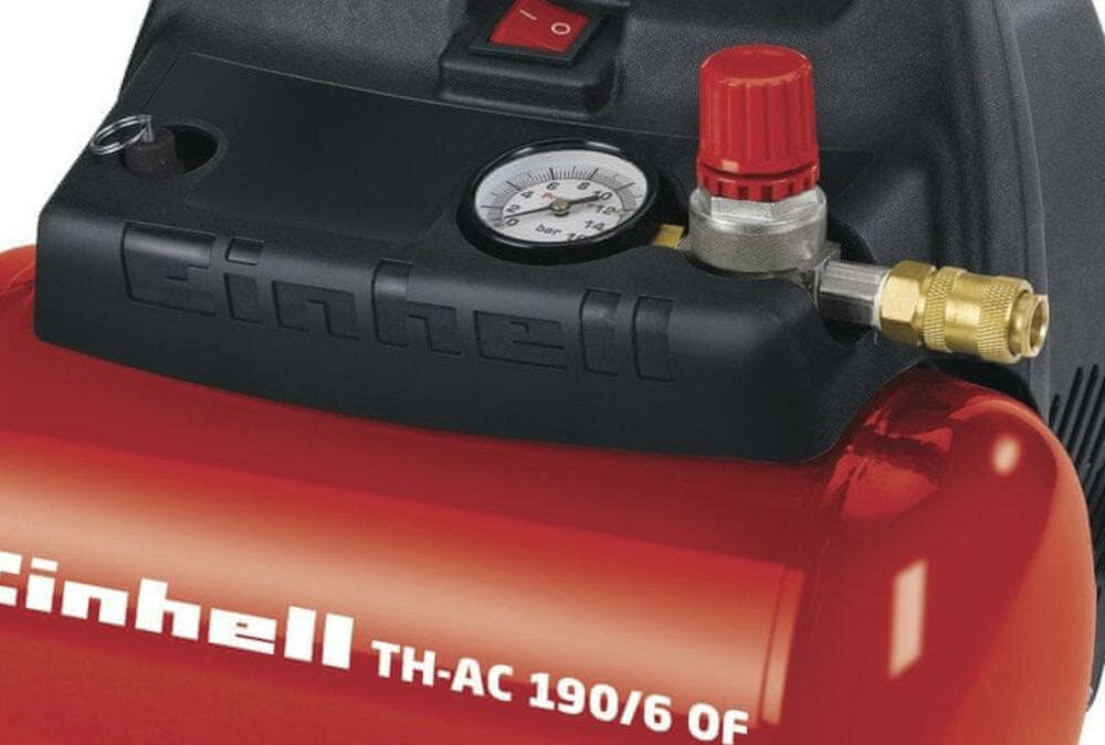 EINHELL TH-AC 190/6/8 OF kompresor olejowy kompaktowa obudowa wydajność prace warsztat pompowanie przedmuchiwanie piaskowanie lakierowanie zbiornik sprężone powietrze zasysanie