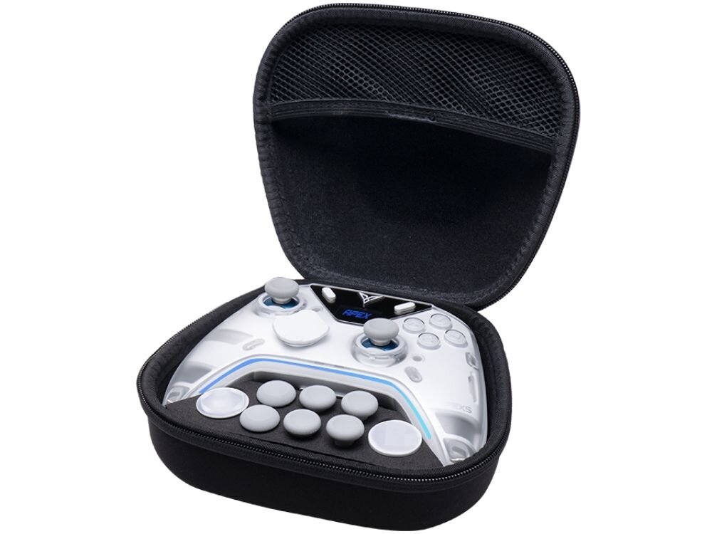 Pokrowiec FLYDIGI do kontrolera Apex 5 Czarny
                pokrowiec z kontrolerem w środku na białym tle usztywniona konstrukcja odporna powłoka poręczny kształt praktyczny uchwyt