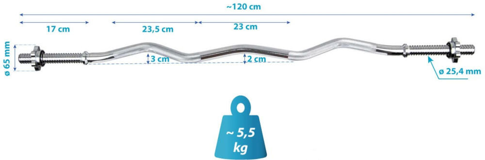 Gryf ENERO FIT 337798 (120 cm) elementy wymiary