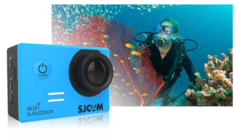 Kamera sportowa SJCAM SJ5000X Elite sport montaż nagrywanie stabilizacja montaż edycja filtry ostrość śledzenie tryby bateria akumulator zasilanie ładowanie rozdzielczość filmy obudowa odporność wielkość łączność sterowanie