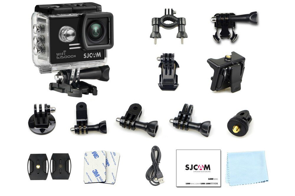 Kamera sportowa SJCAM SJ5000X Elite sport montaż nagrywanie stabilizacja montaż edycja filtry ostrość śledzenie tryby bateria akumulator zasilanie ładowanie rozdzielczość filmy obudowa odporność wielkość łączność sterowanie