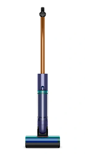 Widok mopa elektrycznego Dyson Clean+Wash Hygiene od frontu oraz akcesoriów w zestawie