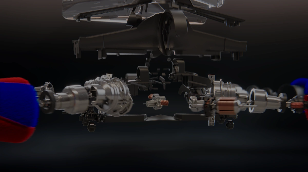 Zbliżenie na elementy technologii i budowy elektroszczotki Fluffycones do bezprzewodowego odkurzacza Dyson Pencilvac Fluffy