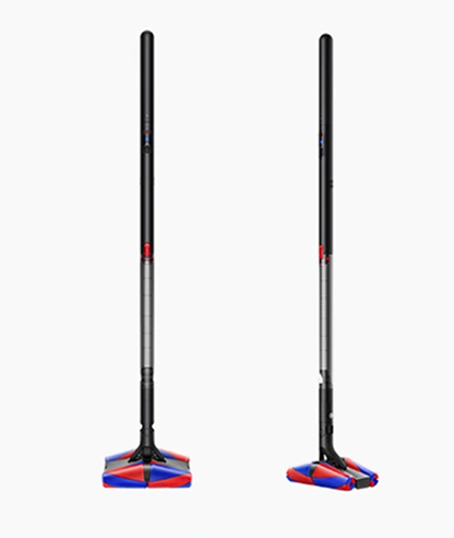 Odkurzacz bezprzewodowy Dyson Pencilvac pokazany od frontu oraz pod kątem