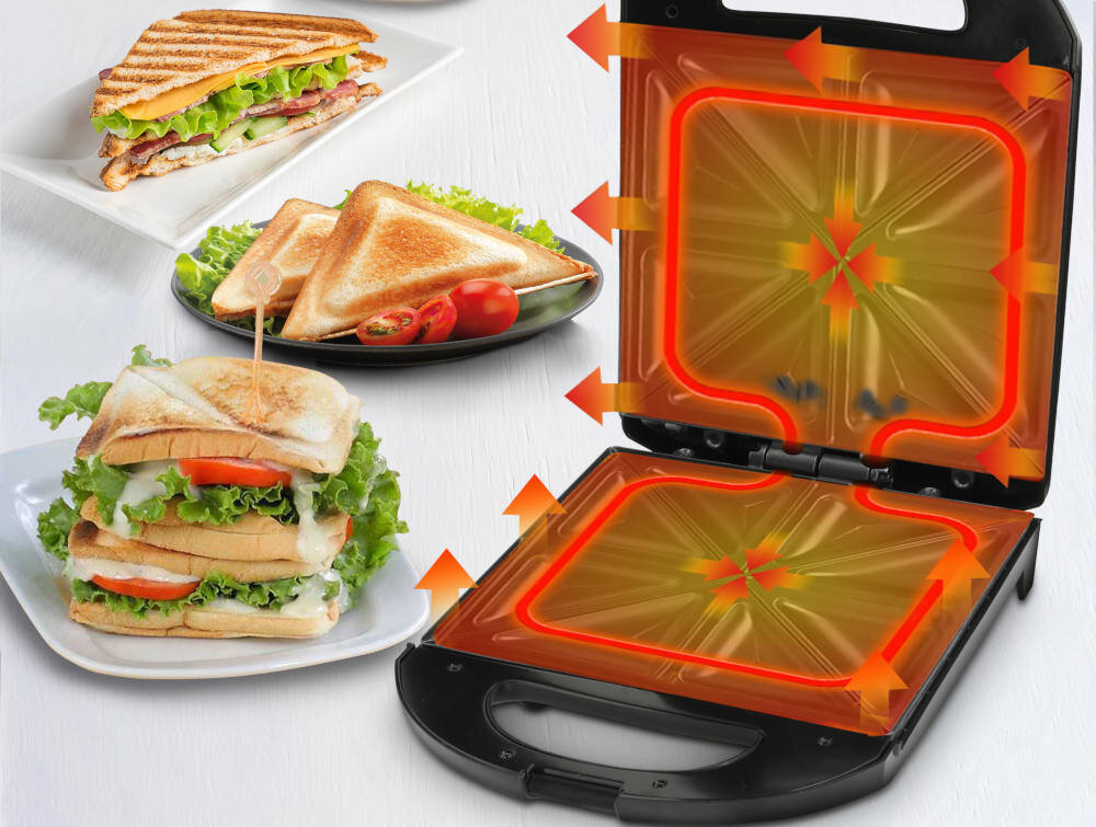 Opiekacz EXTRALINK SJ-33 szybko wydajnie moc równomierne podgrzewanie kanapki tosty czas przygotowywania posiłki