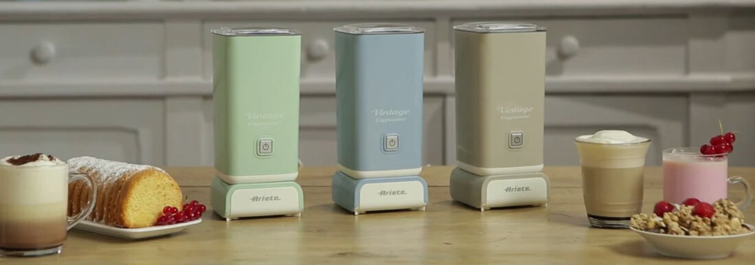 Spieniacz ARIETE Vintage Zielony Kremowa pianka każdego dnia wygląd design tło wizualizacja