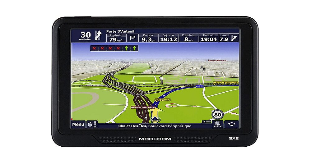 Nawigacja MODECOM Freeway SX2 EU ekran mapy sterowanie gps rysik uchwyt samochód