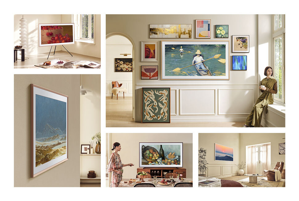 Telewizor Samsung The Frame Pro (2025) zaprezentowany w designerskim, nowowczesnym wnętrzu. Telewizor dostępny w sklepach Media Expert.