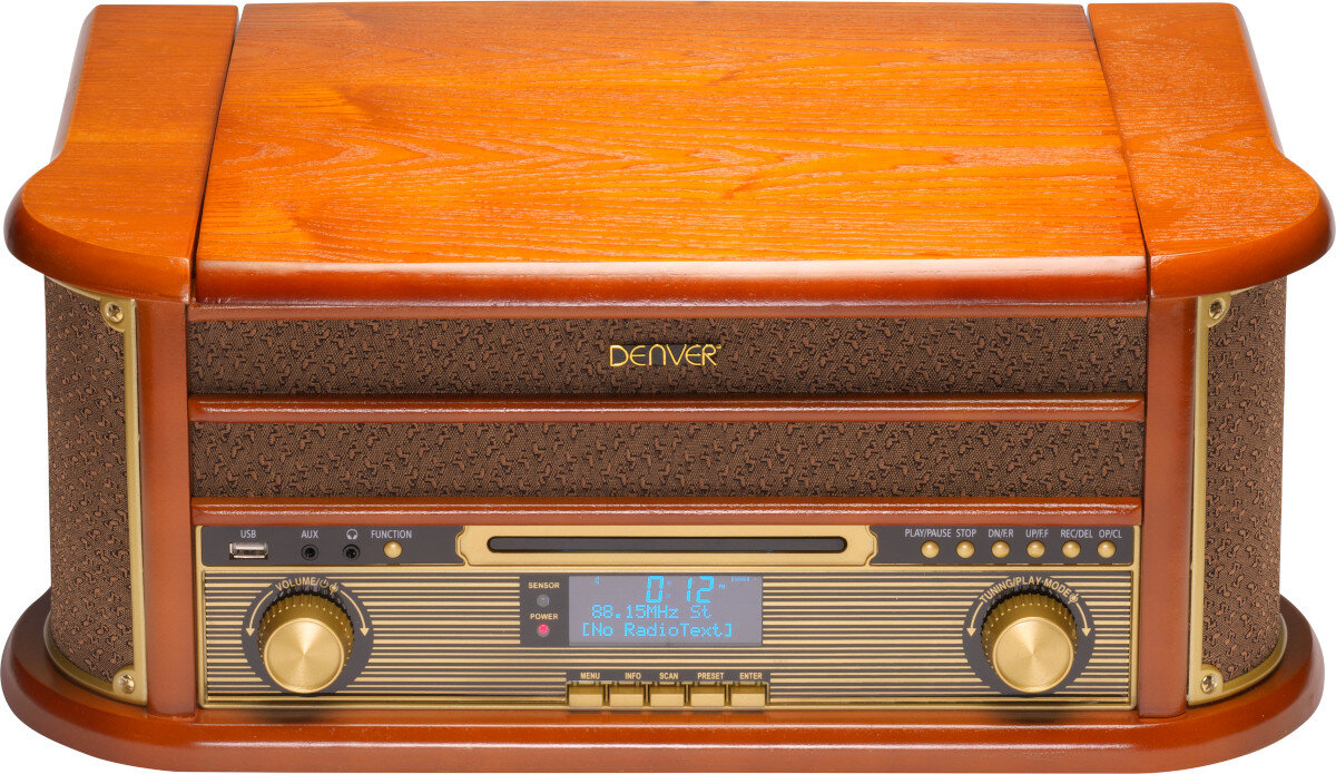 Gramofon DENVER MRD-51 Brązowy wygląd styl cechy