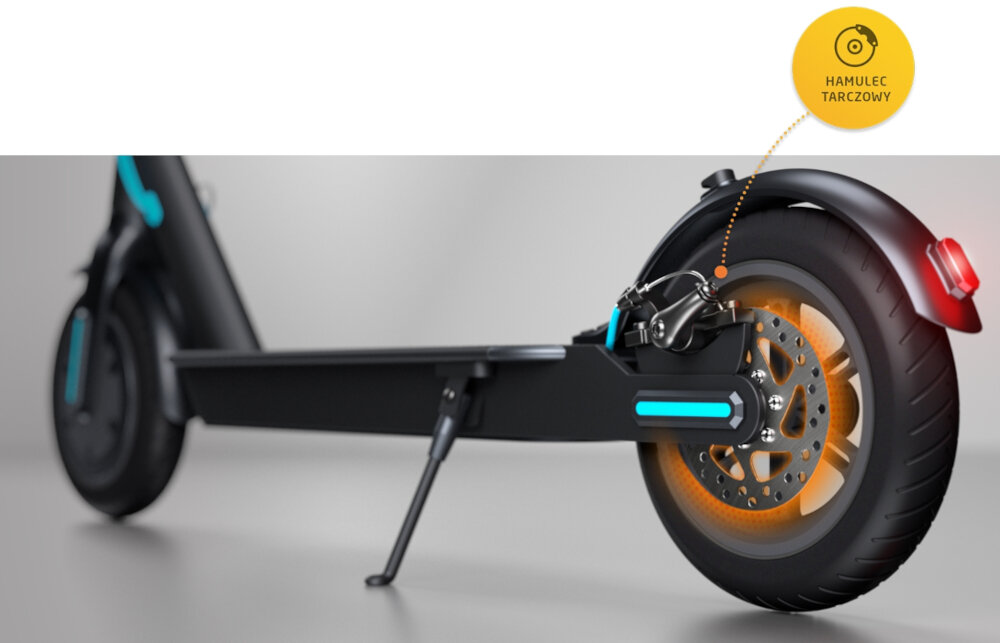 Hulajnoga elektryczna MOTUS Scooty 8.5 Czarno-turkusowy 350W hamulec bebnowy rekuperacyjny