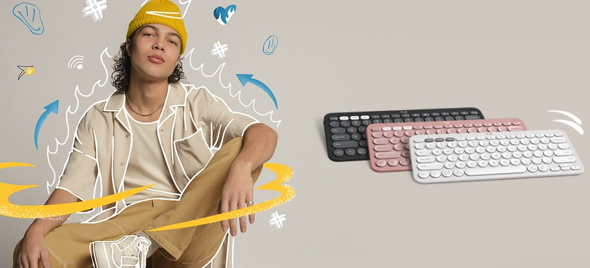 Klawiatura LOGITECH Pebble Keys 2 K380s Biały Elegancka wygodna Minimalistyczny design płynna braca zasilanie bateryjne