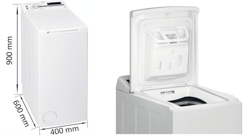 WHIRLPOOL MTDLR6040SPL N pralka wąskie wymiary niewielkie pomieszczenie łazienka napełnianie góra