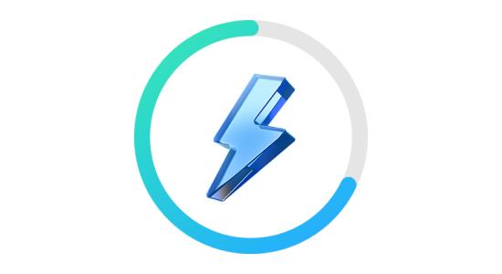 Ikona błyskawicy w okręgu symbolizująca szybkie ładowanie urządzenia. Ikona błyskawicy w okręgu symbolizująca szybkie ładowanie urządzenia.