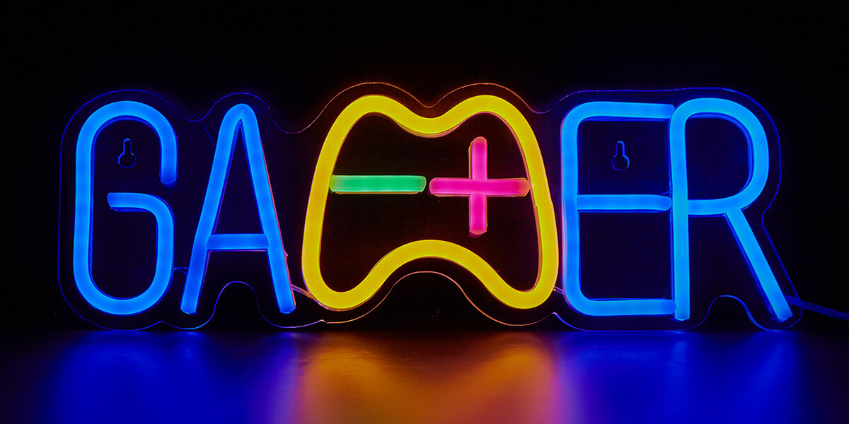 Neon LED MANTA Gamer włącznikowi regulatorowi jasności dostosować światło 2-metrowy kabel