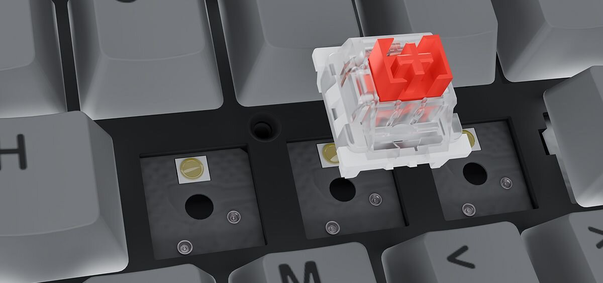 FURY Kanabo K2 technologii Hot Swap bez konieczności lutowania - zbliżenie na przełącznik