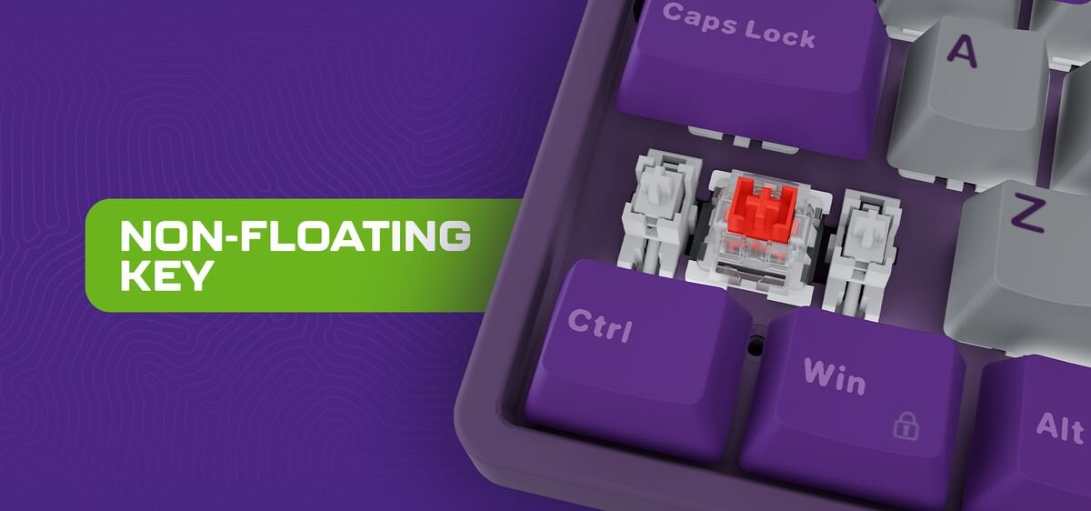 FURY Kanabo K2 fabrycznie nasmarowane stabilizatory dużych klawiszy spójną reakcję każdego naciśnięcia - klawiatura na blacie z myszką