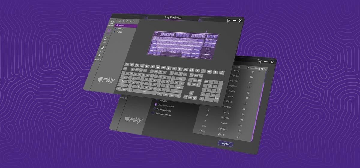 FURY Kanabo K2 Fury Kanabo K2 konsolami PlayStation i Xbox łatwe przełączanie między platformami - klawiatura na biurku przed monitorem