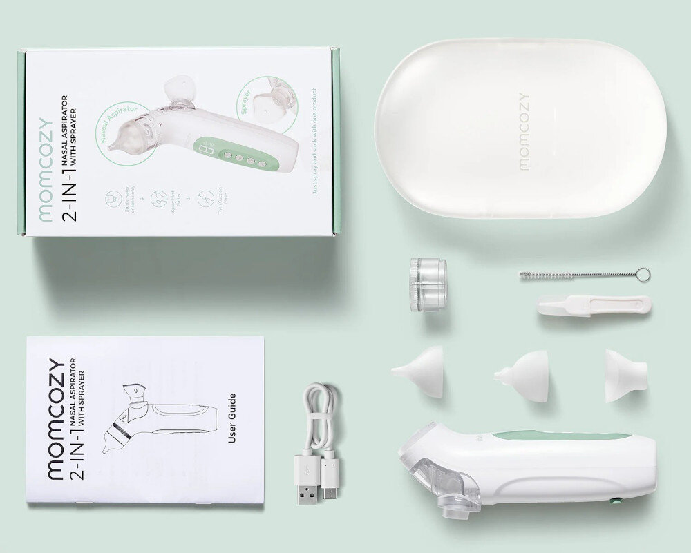Aspirator do nosa MOMCOZY BreezyClear 2w1 zestaw akcesoria komplet wyposażenie