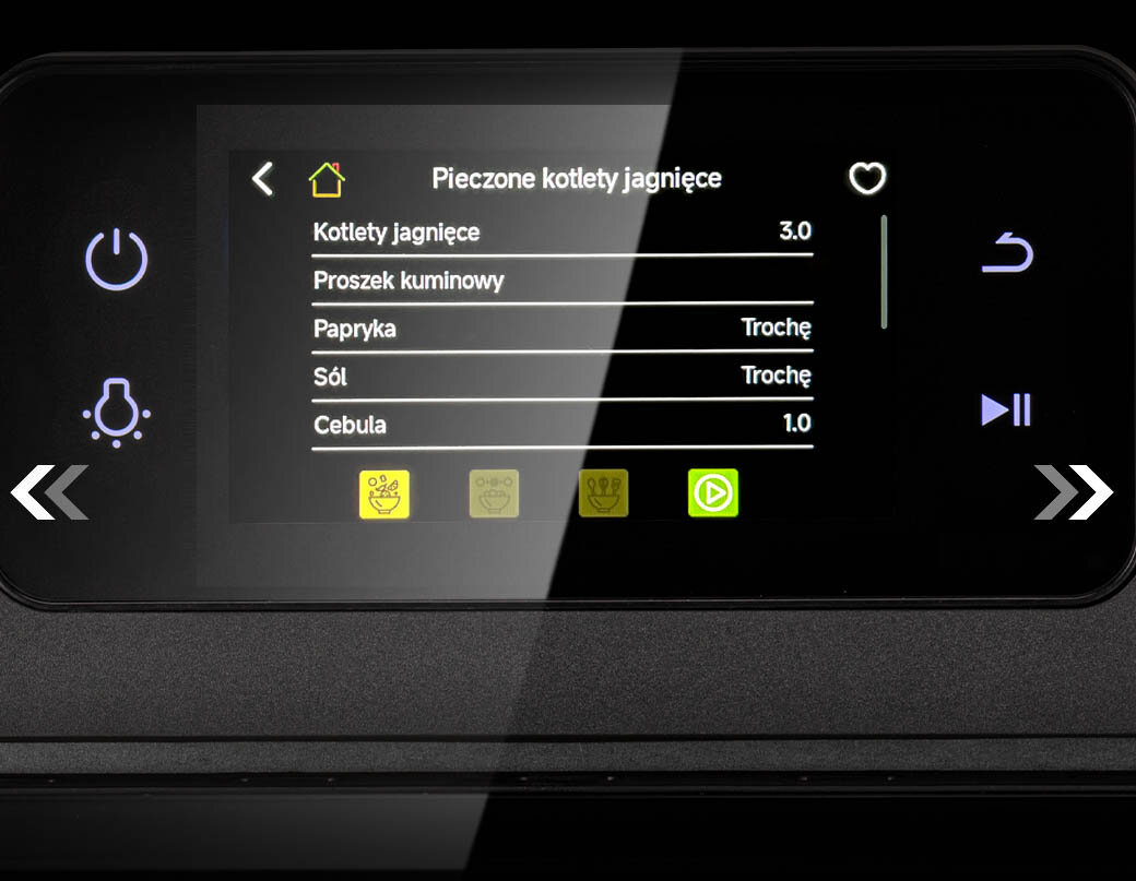 Zbliżenie na ekran Oven Air Fryer iCoook MFR-IC-03  z widocznym tekstem.