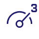 Ikona przedstawia stylizowany prędkościomierz z igłą wskazującą na cyfrę 3, w kolorze granatowym.