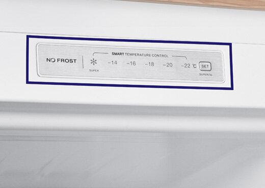 Zbliżenie na system ustawień zamrażarki szufladowej MPM-161-ZF-19/D.