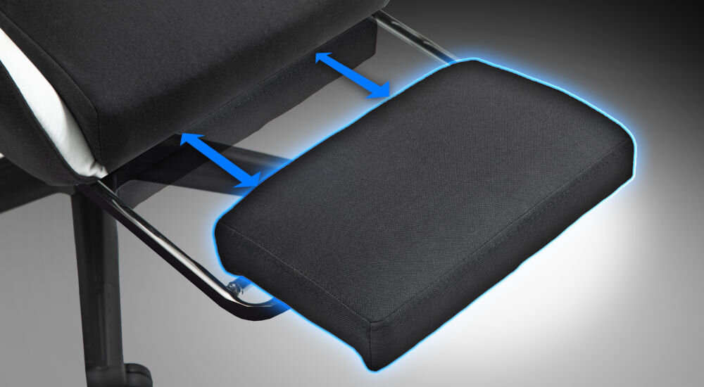 Fotel COBRA Player 5.0 CRF52 czarno-biały + podnóżek z myślą o wysokim komforcie wysuwany podnóżek ergonomiczna konstrukcja