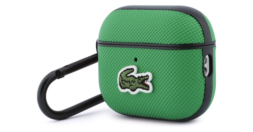Etui na słuchawki LACOSTE Petit Pique Croc Dogo do Apple AirPods Pro 3 Zielony wykończenie minimalistyczne