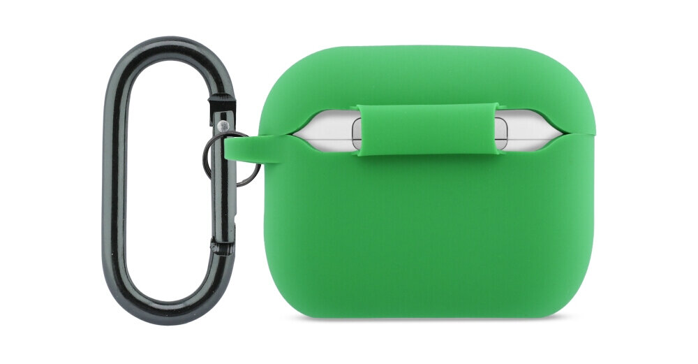 Etui na słuchawki LACOSTE Silicone Croc Logo do Apple AirPods Pro 3 Zielony, ochrona, solidna, dopasowanie, silikon, na białym tle etui frontem prawo skos