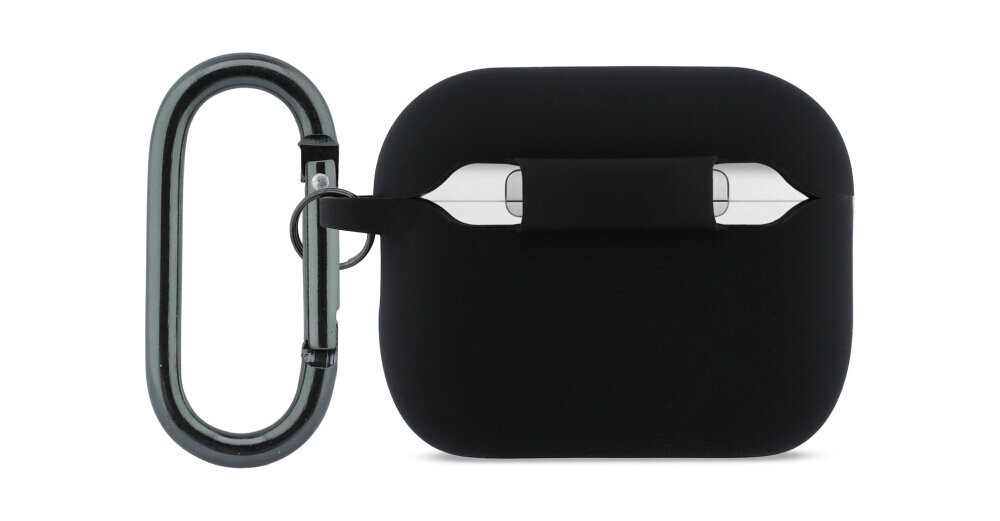 Etui na słuchawki LACOSTE Silicone Croc Logo do Apple AirPods Pro 3 Czarny, ochrona, solidna, dopasowanie, silikon, na białym tle etui frontem prawo skos