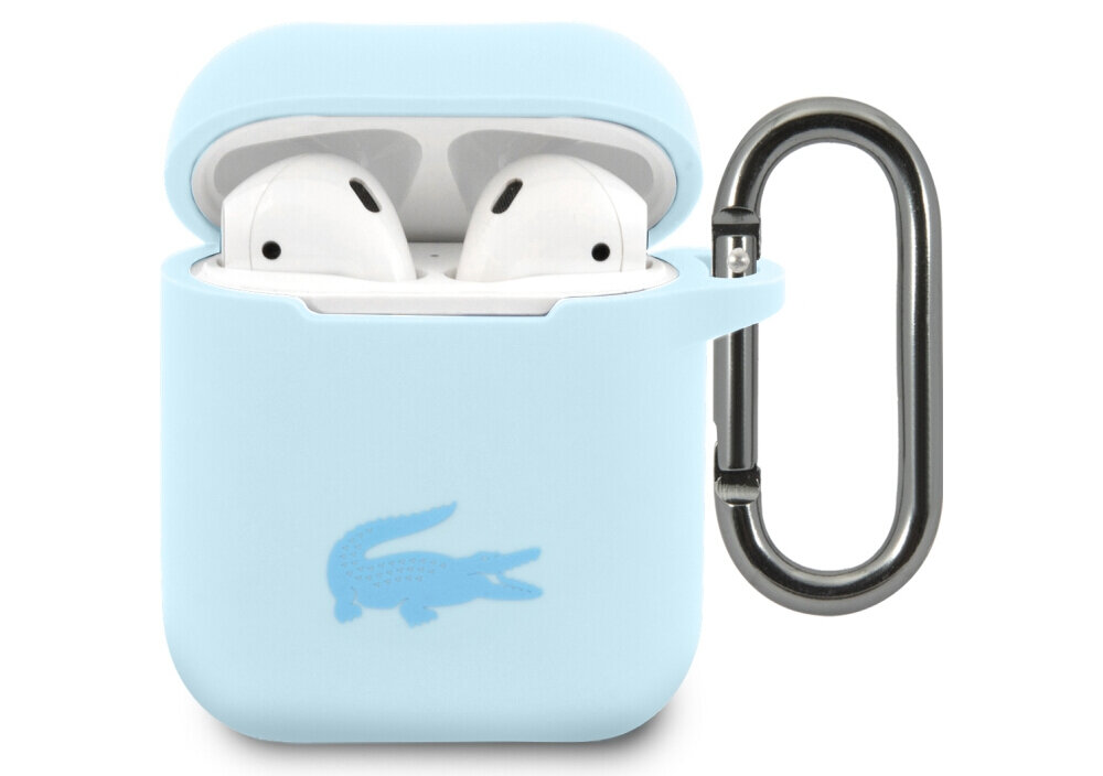 Etui na słuchawki LACOSTE Silicone do Apple AirPods 1/2 Niebieski przyjemne w dotyku logo krokodyl