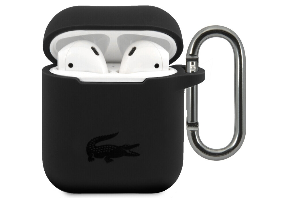 Etui na słuchawki LACOSTE Silicone do Apple AirPods 1/2 Czarny przyjemne w dotyku logo krokodyl