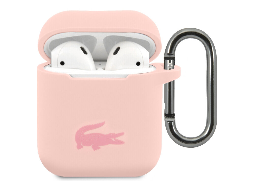 Etui na słuchawki LACOSTE Silicone do Apple AirPods 1/2 Różowy przyjemne w dotyku logo krokodyl