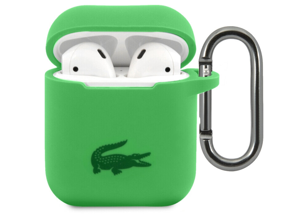 Etui na słuchawki LACOSTE Silicone do Apple AirPods 1/2 Zielony przyjemne w dotyku logo krokodyl
