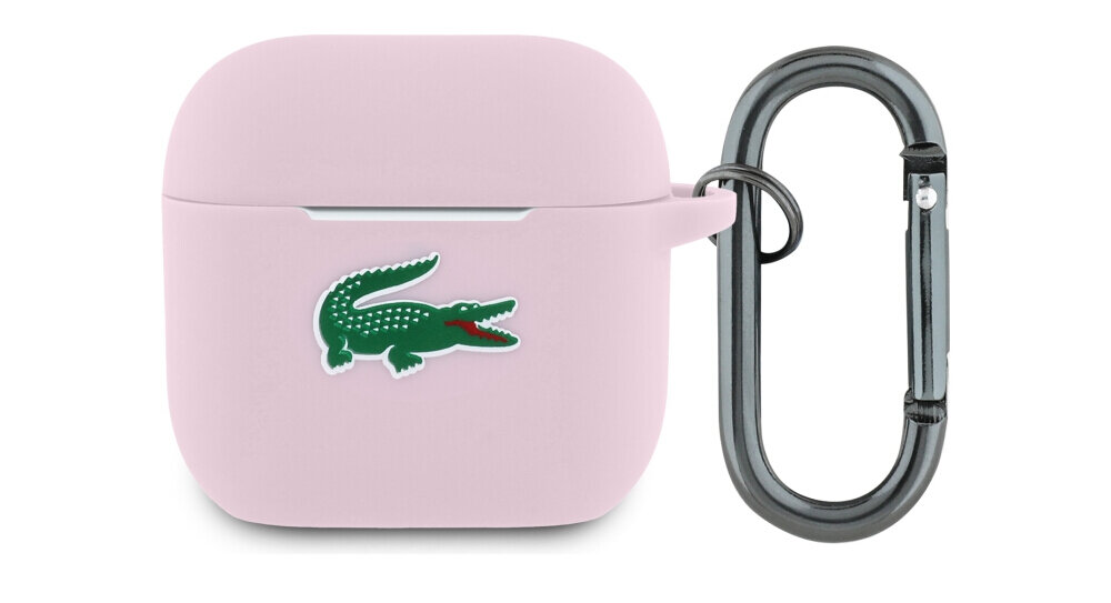 Etui na słuchawki LACOSTE Silicone Croc Logo do Apple AirPods 4 Różowy silikonowe etui ochrona słuchawek wytrzymałe przyjemne w dotyku