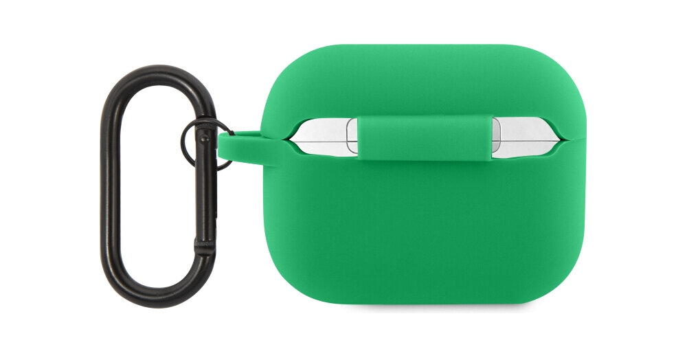 Etui na słuchawki LACOSTE Silicone Croc Logo do Apple AirPods Pro 2 Zielony, krokodylek, logo, subtelne, design, na białym tle etui frontem prawo skos